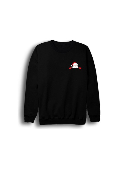 Noel Baba Christmas Yeni Yıl Baskılı Bisiklet Yaka Sweatshirt