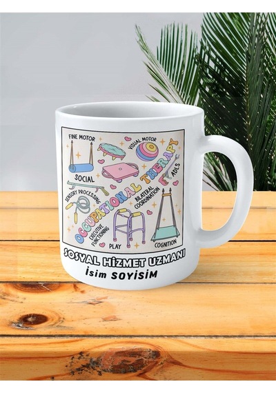 Sosyal Hizmet Uzmanı Meslek Baskılı Kupa Bardak Çift Taraflı Baskı Kişiye Özel Model 2 Çok Renkli