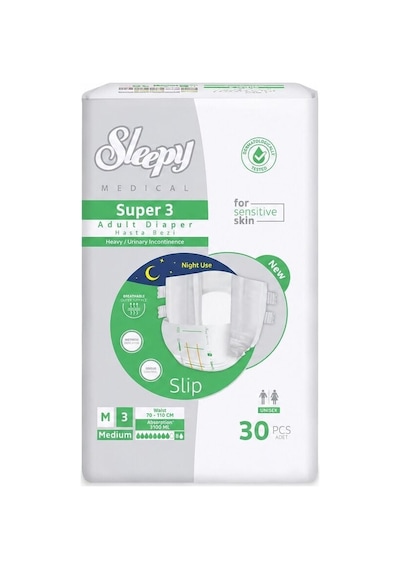 Sleepy Süper3 Belbantlı Hasta Bezi M Beden 30 Adet