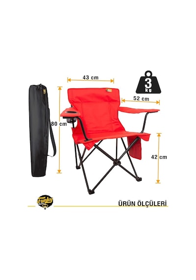 Funky Chairs V2 Lüks Kamp Sandalyesi Kırmızı Kırmızı