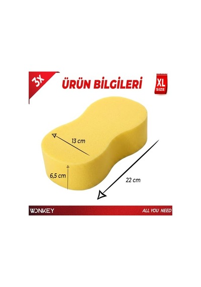Ayrex Wonkey - Oto Yıkama Süngeri, Araba Yıkama Ve Temizleme İçin Sünger, Araç Temizlik Süngeri, Emici Otomobil K