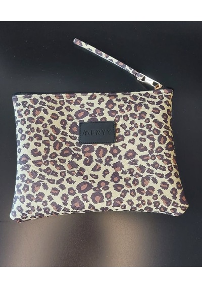 Meryy Collection Clutch Çanta Suni Deri Leopar