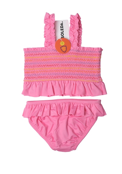 Soleda Upf 50+ Meyve Nakışlı Kız Çocuk Bikini Fruit-embroidered Pembe