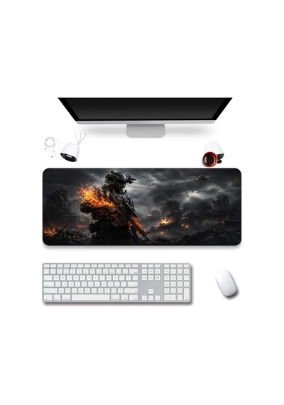 Sonictouch Klavye Mousepad 40x90cm Dikişsiz Pürüzsüz Sıvı Geçirmez Kaymaz Taban Ateş Hattı