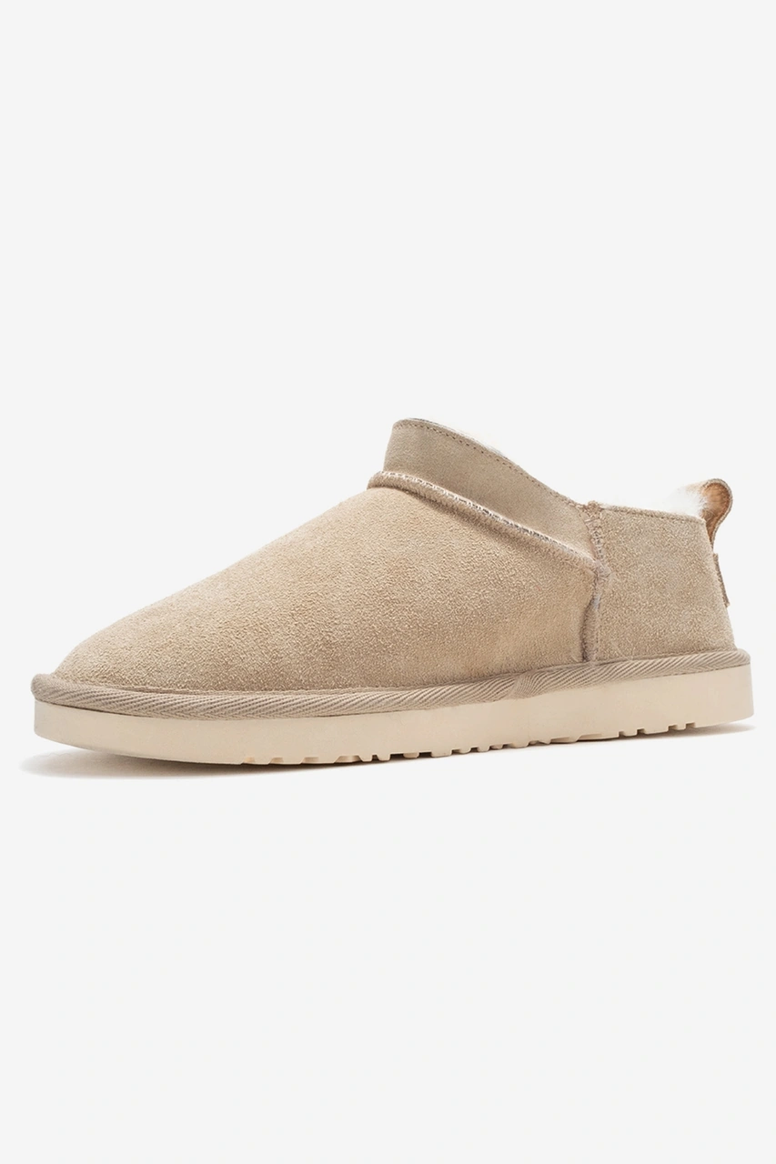 Luvishoes Luvi Shoes Novelle Bej Süet Hakiki Deri Kürklü Kadın Bilekte Bot Bej Süet