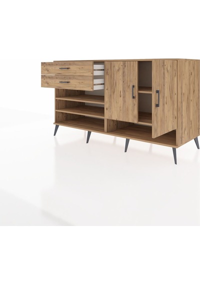 Kronos Konsol 4 Raflı 2 Çekmeceli 2 Kapaklı 176x59x99 Çam-çam Çam-çam