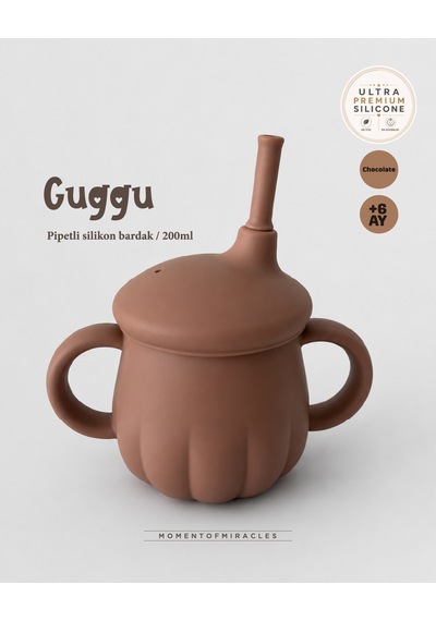Tgm Baby Guggu Ultra Premium Silikon Pipetli Alıştırma Bardağı 200 Ml Kahverengi