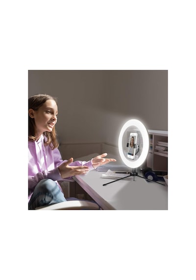 Ring Light 10 İnç Led Işıklı Telefon Tutucu Masa Ayaklı Tiktok Youtube Çekim Işığı