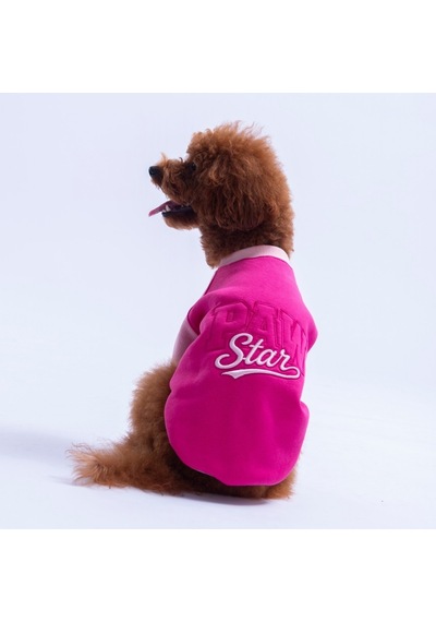 Fuşya Boston Pawstar Sweat Köpek Sweatshirt Köpek Sweat Köpek Kıyafeti Kedi Kıyafeti