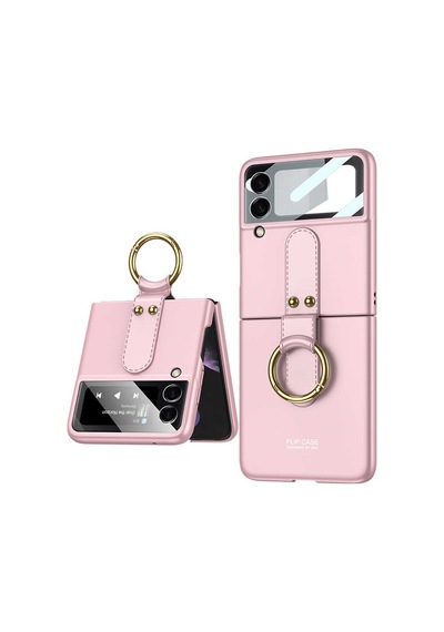 Rba Aksesuar Galaxy Uyumlu Z Flip 3 Kılıf Rba Flip Ring Kıpta Kapak - Pembe Pembe