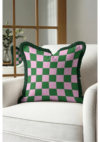 Damalı Retro Geometrik Pembe Saçaklı Yastık Kılıfı - Optik Bohem Yeşil Siyah Püsküllü Kırlent Kılıfı Derin Esinti Opal Damalı Retro Geometrik Pembe Saçaklı Yastık Kılıfı - Optik Bohem Yeşil Siyah Püsküllü Kırlent Kılıfı Derin Esinti Opal