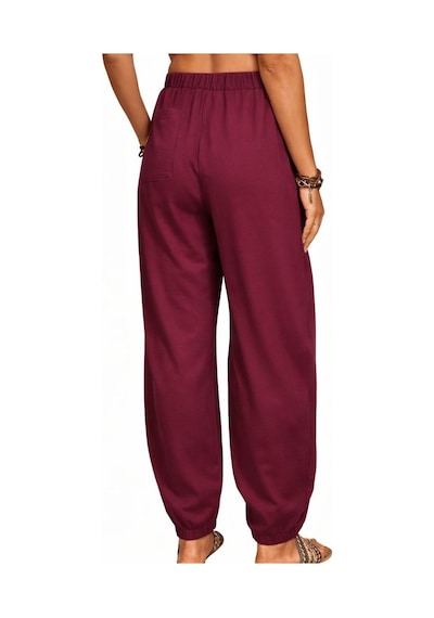Emh Store Kadın Yüksek Bel Cep Detaylı Pantolon Bordo