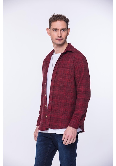 Oversize Oduncu Yumuşak Dokulu %100 Cotton Hediye Kutulu Erkek Gömlek Fs-002168 - Kırmızı-1746