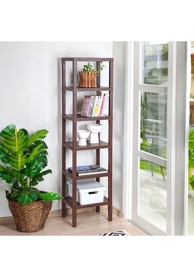 Mithra Life MIT1048 6 Katlı Plastik Kahverengi Banyo Mutfak Rafı Kahverengi
