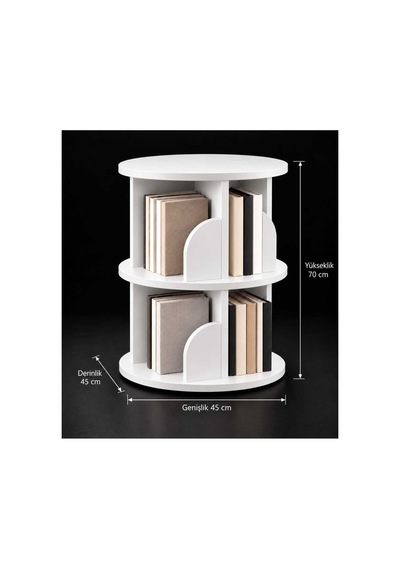 Kitaplık Raflı Komodin Yan Sehpa Çok Amaçlı Düzenleyici Modüler Kitaplık 70x45 Cm Beyaz - 938874604 Beyaz