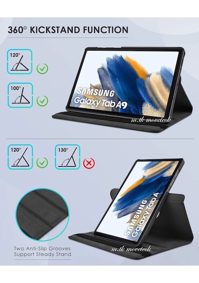 Samsung Uyumlu Galaxy Tab A9 8.7 Inç Tablet Kılıf 360 Dönen Standlı X110
