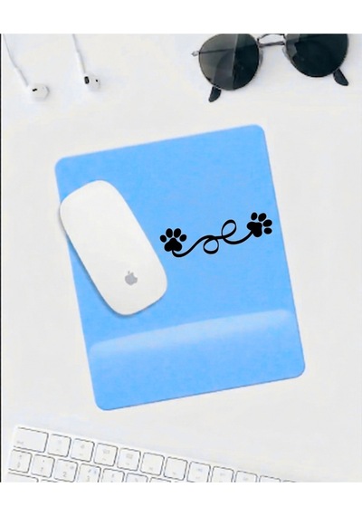 Mavi Gradient Bilek Destekli Mousepad Sevimli Pati Desenli Ergonomik Mouse Pad