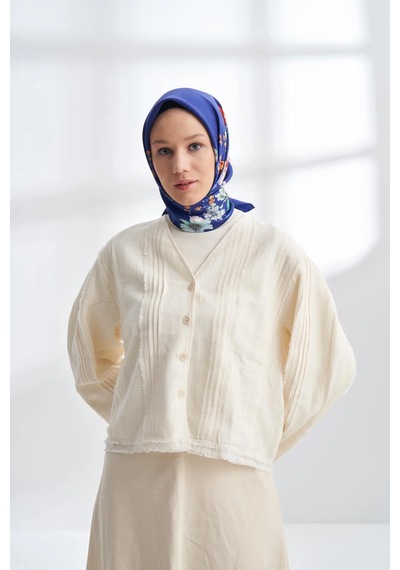 Armanda Premıum Collectıon Rosemary Desen Twıll İpek Eşarp - 4319-159 Saks