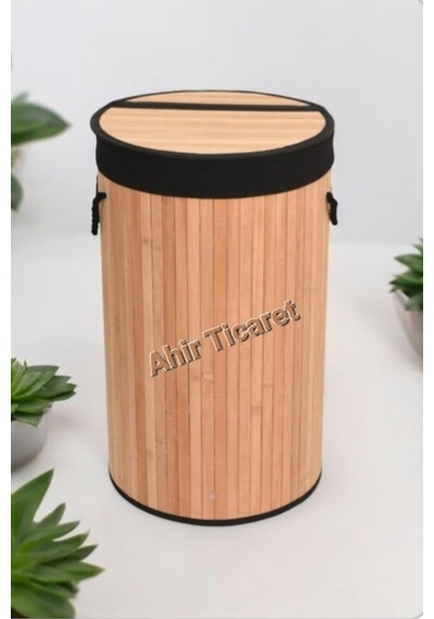 Plastik Bambu Halatlı Kirli Çamaşır Sepeti 65 L-beyaz Çok Renkli