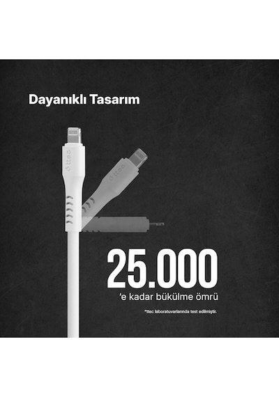 Ttec USB-C - Lightning Hızlı Şarj Kablosu 120 CM Beyaz