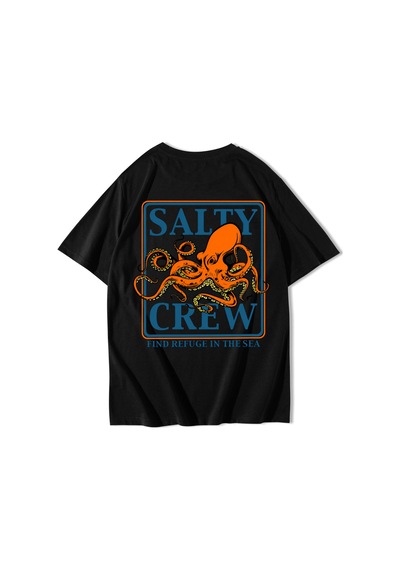 Brz Collectıon Brz Collection Unisex Oversize Octopus T-shirt Siyah