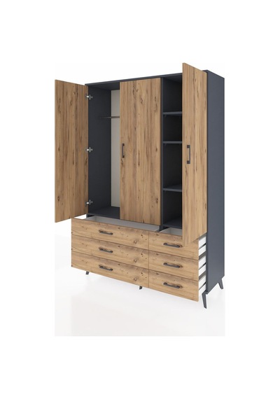 Hyperion Dolap 5 Raflı 6 Çekmeceli Tek Askılı 132x44x195 Antrasit-çam/çam Atlas Çam/atlas Çam Hyperion Dolap 5 Raflı 6 Çekmeceli Tek Askılı 132x44x195 Antrasit-çam/çam Atlas Çam/atlas Çam