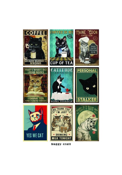 Cats Kedi Mizah Ve Pul Temalı 4lü Laptop Tablet Telefon Defter Sticker Set Standart