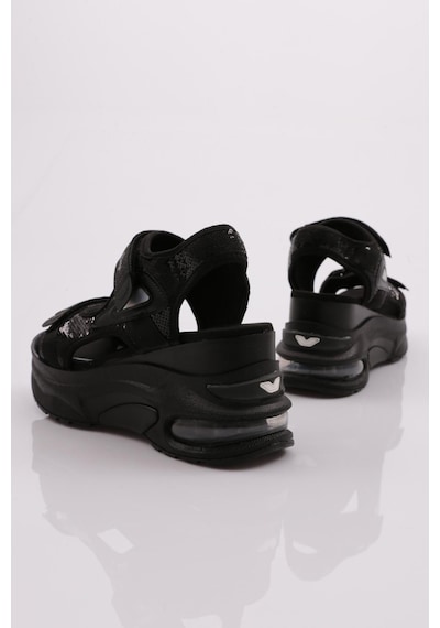 Dgn 3032 Kadin Kalin Taban Cirtli Sandalet 3032-2027-R1534 Siyah