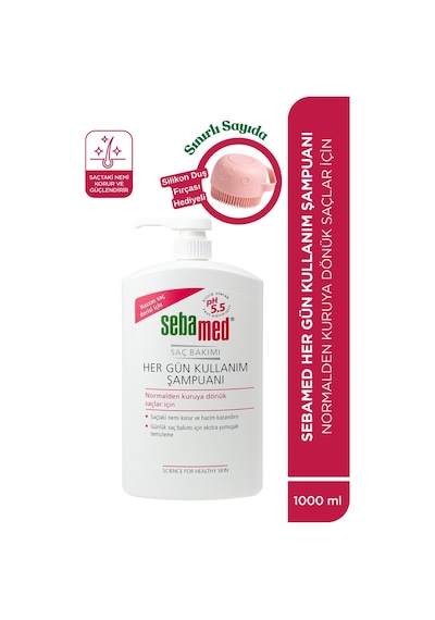 Sebamed Her Gün Kullanım Hassas Saçlar İçin Günlük Saç Bakım Şampuanı 1 L + Silikon Tarak