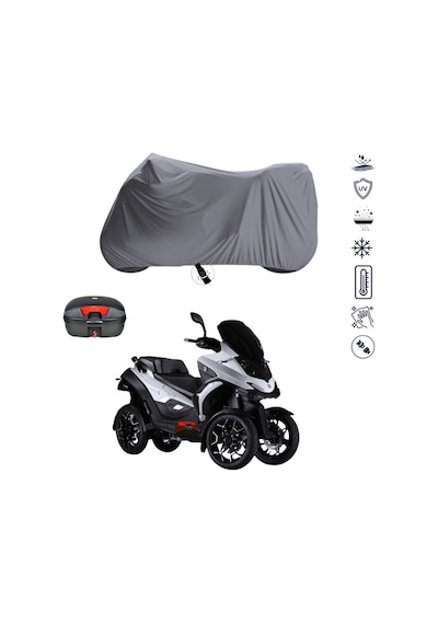 Quadro 4D Üç Teker Arka Çanta Uyumlu Motosiklet Branda Su Geçirmez Motor Branda