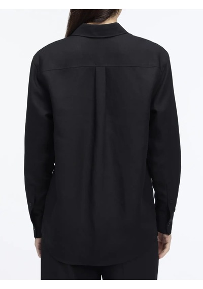 Calvin Klein Lınen Blend Ls Regul, Beh Siyah Kadın Gömlek