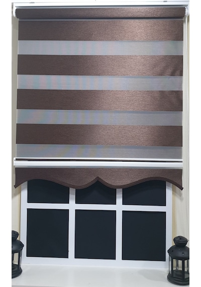 Zebra Stor Perde Kahverengi Etek Dilimli St 004