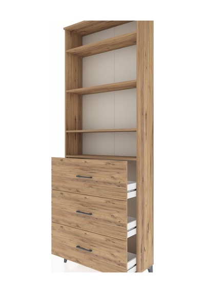 Arges Dolap 4 Raflı 3 Çekmeceli 88x30x243 Çam-çam Çam