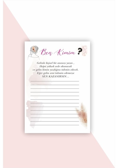 8 Adet Nedimelere Ben Kimim Oyun Ve Eğlence Kartı Seti - Bride