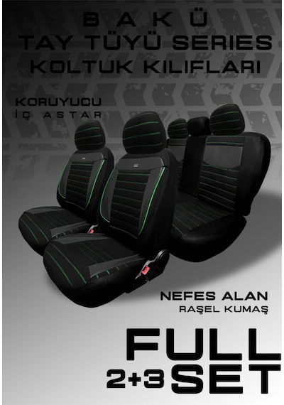 Mitsubishi Space Star Hatcback Diğer 2013-2018 Uy Tegin Pulse Serisi Raşel Siyah Yeşil Koltuk Kılıfı