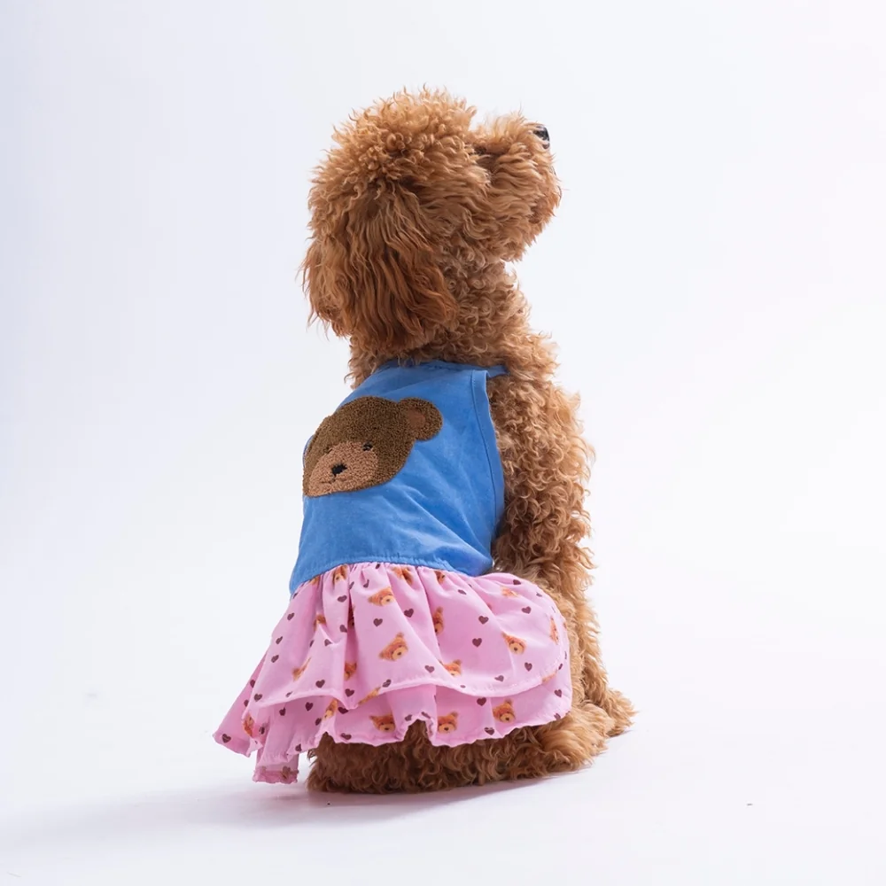 Cozie Bear Denim Kedi Köpek Elbise