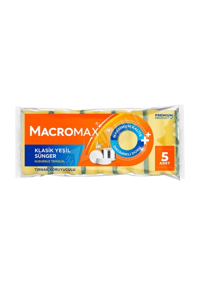 2 Adet Macromax Klasik Yeşil Sünger Tırnak Koruyuculu 5'li