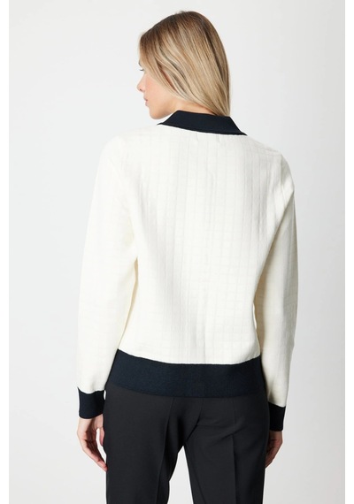 On Fashion Kadın Gömlek Yaka Cepli Ekru Hırka 65924 Ekru