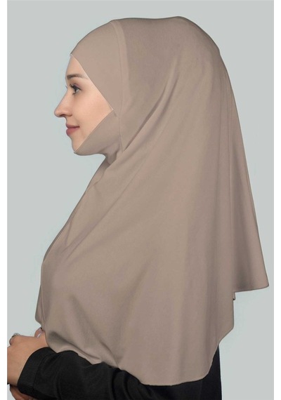 Altobeh Hazır Türban Peçeli Pratik Eşarp Tesettür Nikaplı Hijab - Namaz Örtüsü Sufle (XL) - Açık Vizon