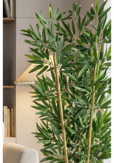 125cm Yapay Bambu Ağaci Beyaz Küre Saksıda