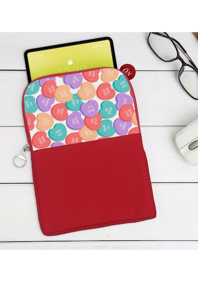 Bk Gift Kişiye Özel Sevgililer Karikatürlü Taşınabilir Koruyucu Tablet Kılıfı & Organizer Çanta - Kırmızı-15 Kılıf