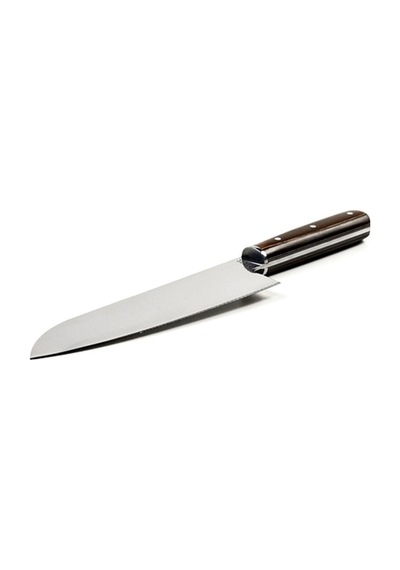 Özel Seri El Yapımı Profesyonel Yekpare Çelik Bilezikli Santoku Şef Bıçağı 33cm Kahverengi