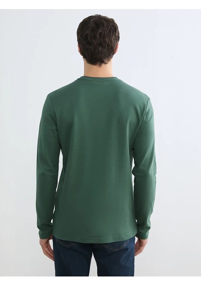 Lc Waikiki Yeşil Bisiklet Yaka Baskılı Erkek Sweatshirt