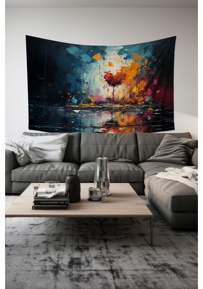 Fırça Darbesi Kalp Desenli Duvar Halısı Duvar Örtüsü Tapestry Süet Dokulu Kumaş