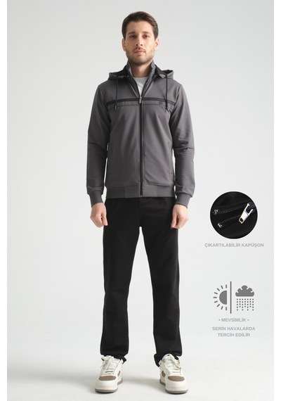 Shooter Sportswear Shooter Premium Dik Yaka Rahat Form Klasik Paça Erkek Eşofman Takımı Füme Shooter Sportswear Shooter Premium Dik Yaka Rahat Form Klasik Paça Erkek Eşofman Takımı Füme