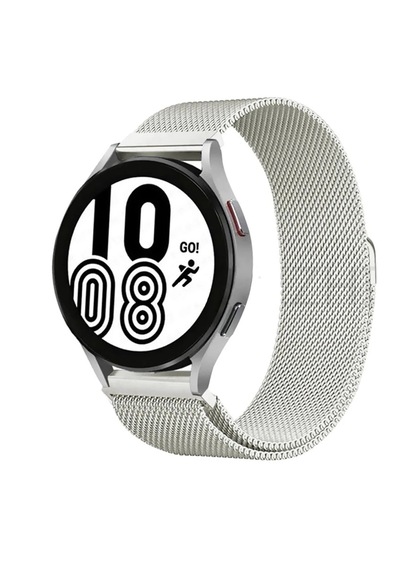 Mey İthalat Samsung Galaxy Uyumlu Watch 4 Metal Mıknatıslı Kordon - Gümüş
