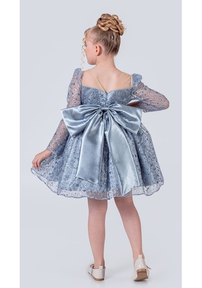 Mnk Baby & Kids Ruche Lipa Kız Çocuk Abiye M00783 Mavi
