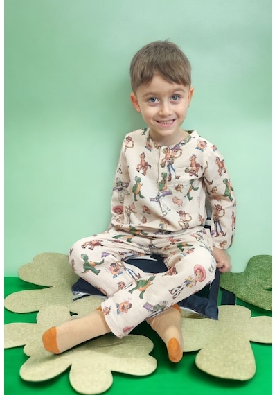 Lolliboomkids Erkek Çocuk Müslin Kumaş Düğmeli Pijama Takımı Pastel Renk Ev Giyim - Pamuklu Kovboy Çok Renkli Lolliboomkids Erkek Çocuk Müslin Kumaş Düğmeli Pijama Takımı Pastel Renk Ev Giyim - Pamuklu Kovboy Çok Renkli