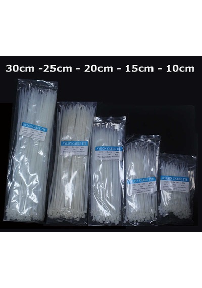 Beyaz Cırt Plastik Kelepçe 20 Cm Kablo Bağı - 3.6 200mm 100 Adet