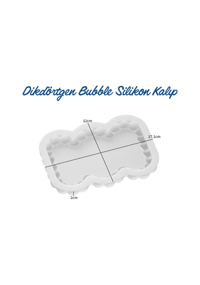 Dikdörtgen Şeklinde Bubble Alçı & Taş Tozu, Hobi Döküm Çalışmaları İçin Esnek Silikon Kalıp 1 Adet